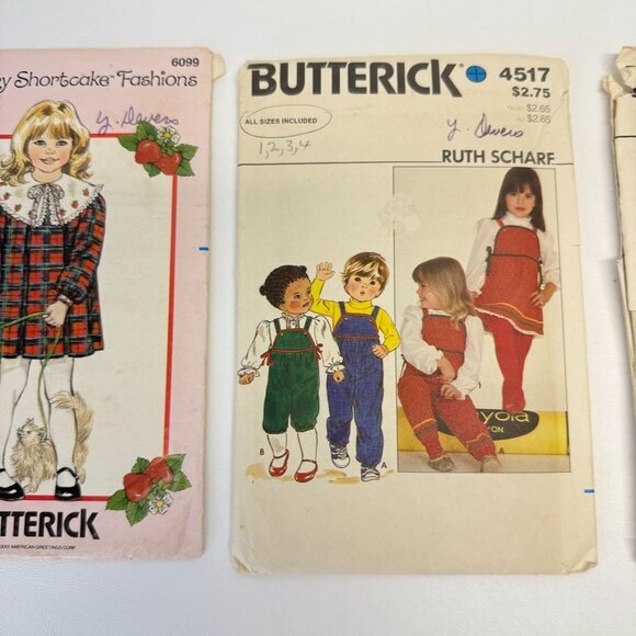 Butterick Lot of 3 Sewing Patterns‎ 6711 4517 6099 Strawberry Shortcake Children - Picture 3 of 5